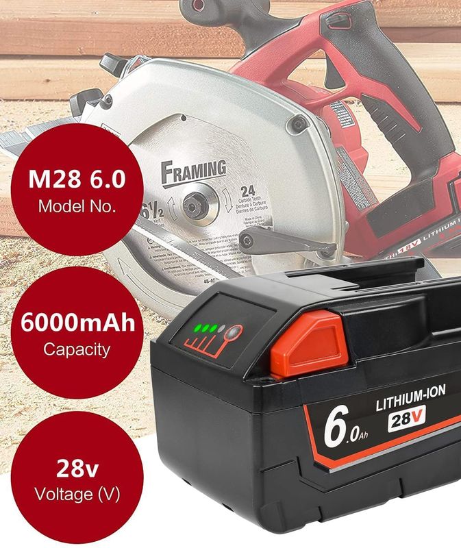 متوافق مع ميلواكي 48-11-2830 M28 استبدال أداة الطاقة 28V 6000mAh بطارية أداة الطاقة سهلة التثبيت